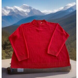 Draper's & Damon's Sweater Long Sleeve Pullover Back Zip Acrylic Red Ladies 2X